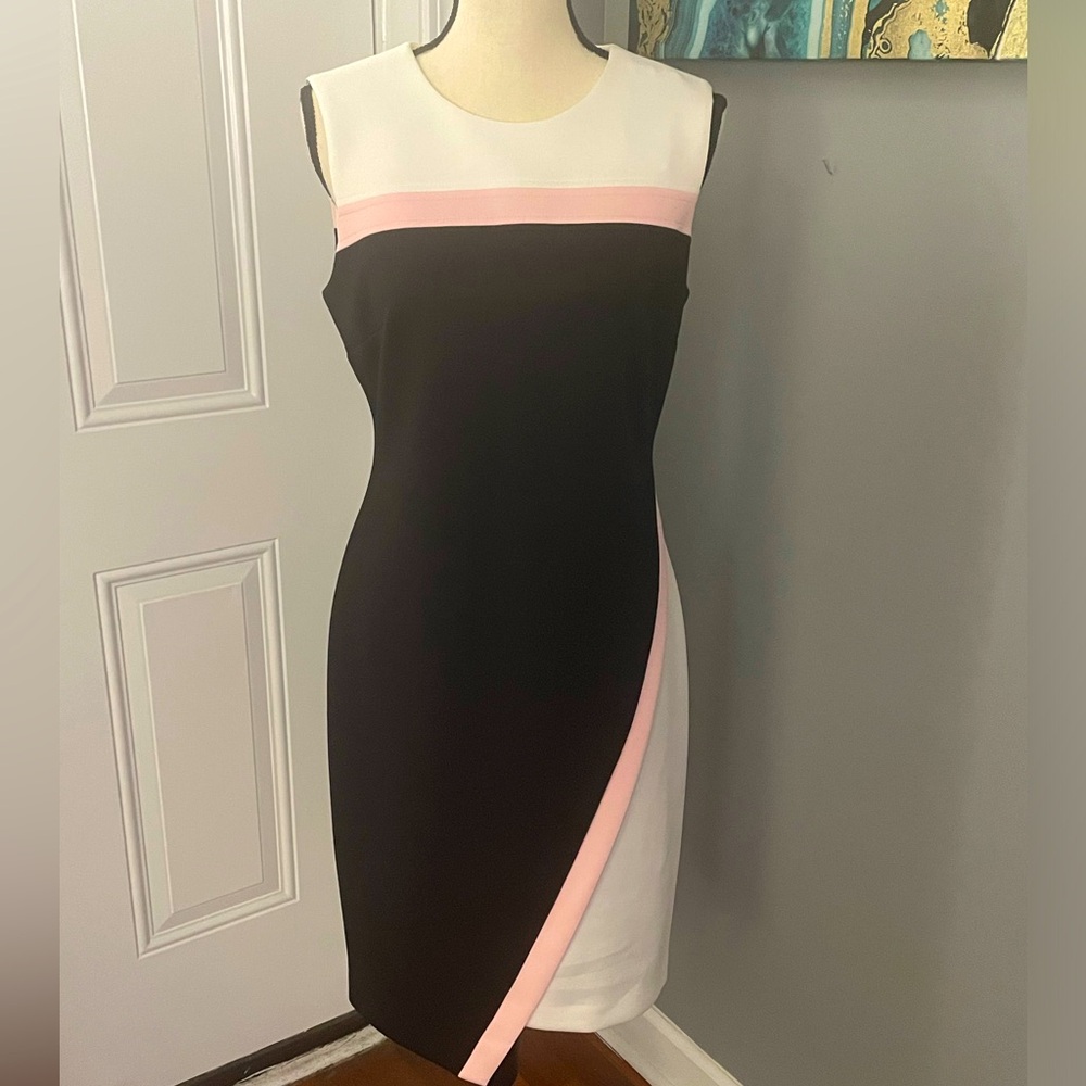 NWT Tommy Hilfiger Color-blocked Body con dress  pink / black / white size 10